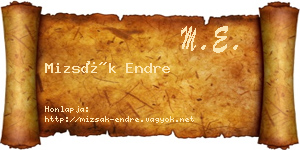 Mizsák Endre névjegykártya